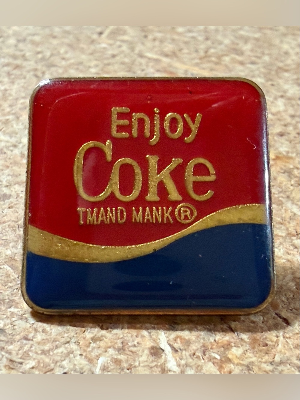 Vintage Coca Cola Enjoy Coke Lapel Pin Blue Red Brooch Collectable